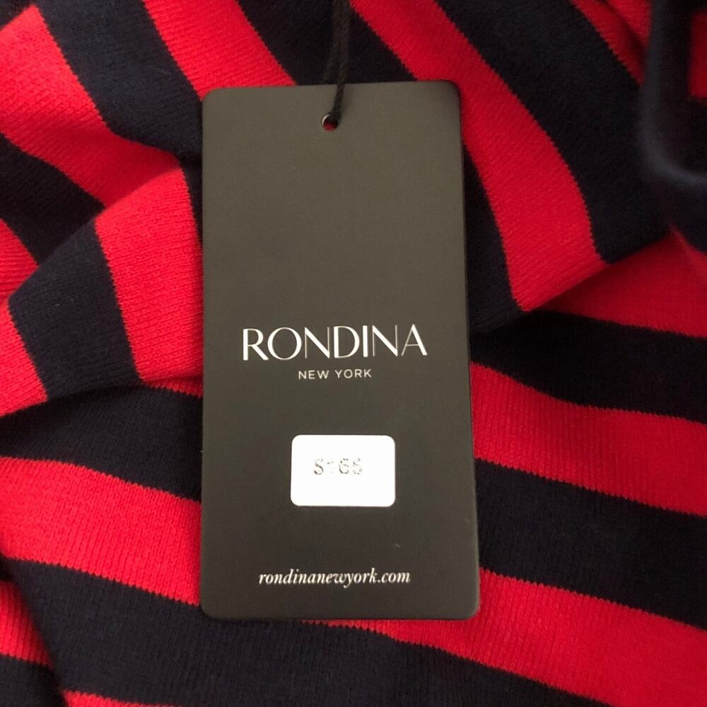 Rondina New York Square Neck Tank Top Red Navy Stripe Sleeveless Medium NWT - Picture 10 of 11